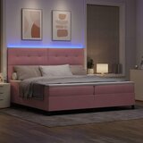  LED Box Spring Krevet Ružičasta 200 x 200 cm Baršun | shoptok.hr