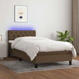  Box spring postelja z vzmetnico LED temno rjava 80x200 cm blago, (20789622) Cene