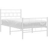  Metalni okvir kreveta uzglavlje i podnožje bijeli 100x200 cm | shoptok.hr