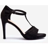 VINCEZA Women's high heel sandals in black faux suede Obdaria | Shoptok.si