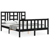 vidaXL Posteljni okvir z vzglavjem črn 140x190 cm trden les, (20737151) Cene