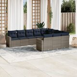 vidaXL 10-dijelni set vrtnih sofa od poliratana s jastucima sivi | shoptok.hr