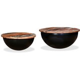  Set Stolića za Kavu 2 kom Masivno Obnovljeno Drvo Crni Oblik Zdjele | shoptok.hr