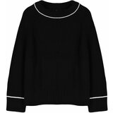Trendyol black wide fit piping detailed knitwear sweater cene