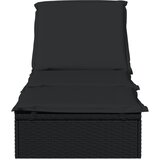 LEŽAJ za sunčanje 1 kom s jastukom crni 201x55x62 cm poliratan | shoptok.hr