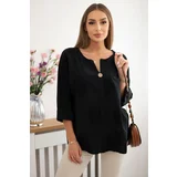 Kesi Włoski Shirt blouse with an embroidered pattern black