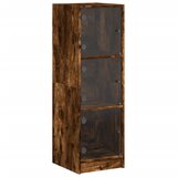 Maison Chic Visoka omara - Komoda - Predalnik s steklenimi vrati dimljeni hrast 35x37x109 cm, (21718829) | Shoptok.si