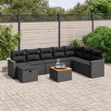 vidaXL 9-dijelni set vrtnih sofa s jastucima crni od poliratana | shoptok.hr