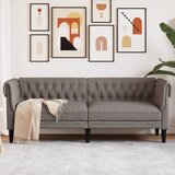 vidaXL Kavč trosed Chesterfield taupe tkanina Cene