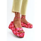 FS1 Patterned Platform and Wedge Sandals Fuchsia Wiandia