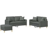  3-dijelni set sofa s jastucima tamnosivi od tkanine | shoptok.hr