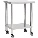 vidaXL Kuhinjski radni stol s kotačima 80x45x85 cm nehrđajući čelik Cijene