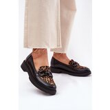 Laura Messi Leather Moccasins With Decoration And Leopard Black 2965 | Shoptok.si
