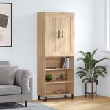 vidaXL Visoka komoda sonoma hrast 69,5x34x180 cm inženirski les | Shoptok.si