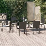  7-dijelni vrtni blagovaonski set s jastucima crni od poliratana Crna Dužina stola 200 cm | Shoptok.si