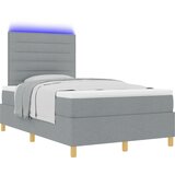 vidaXL Postelja s škatlo z vzmetnico & LED svetlo siva 120x190 cm Tkanina, (22156523) | Shoptok.si