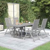  5-dijelni vrtni blagovaonski set od masivnog bagremovog drva Siva | Shoptok.si