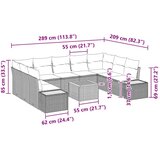  Sjedeća garnitura za vrt s jastukom 10 pcs Crna Poli ratan | shoptok.hr
