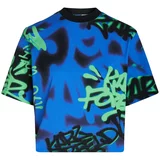 KARL LAGERFELD JEANS Majica 'Crapule2000' neonsko modra / svetlo zelena / črna