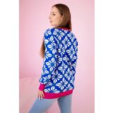 Kesi Sweater with geometric motif purple-blue | Shoptok.si