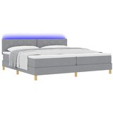  LED Box Spring Krevet Svijetlo siva 200 x 200 cm tkanina | shoptok.hr