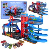 Lean Toys Parkiralište s automobilima, staza na 4 razine, 8 metalnih vozila, naljepnice | shoptok.hr