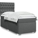 vidaXL Box spring postelja z vzmetnico temno siva 90x190 cm blago | Shoptok.si