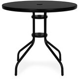 Multi Garden Okrugli vrtni stol 80 cm s kaljenim staklom i otvorom za suncobran, crni | shoptok.hr