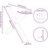  Noge za klub stolić u obliku slova X, 2 kom, prirodni čelik, 70 x (42-43) cm, čelik | shoptok.hr