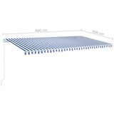  Automatska tenda na uvlačenje sa stupovima 6 x 3 m plavo-bijela | shoptok.hr