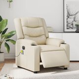 vidaXL Električni masažni naslanjač krem umetno usnje | Shoptok.si