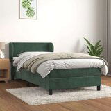 vidaXL Box spring postelja z vzmetnico temno zelena 80x200 cm žamet | Shoptok.si