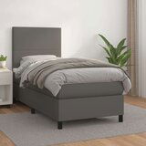  Box spring postelja z vzmetnico siva 80x200 cm umetno usnje | Shoptok.si
