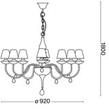 Ideal Lux luster na lancu blanche 8xE14/40W/230V, prečnik 92 cm, crne boje | Eponuda.com