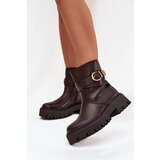 Boto Insulated Women's Boots with Gold Buckle Chocolate Elanore | Shoptok.si