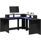 Furnova Pisalna miza z LED lučkami črna 152x152x91 cm inženirski les, (21925246) Cene