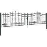  Kapija s vrhom u obliku koplja KAMPEN 404 x 100 cm Čelik Siva | shoptok.hr