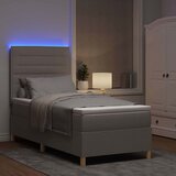  LED Box Spring Krevet Sivo-smeđa 100 x 200 cm tkanina | Eponuda.com
