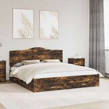  Okvir za krevet s uzglavljem Dimljeni hrast 200 x 200 cm | shoptok.hr