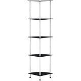 Police s 5 razina crne 30 x 30 x 130 cm od kaljenog stakla | shoptok.hr