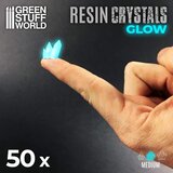 Green Stuff World Aqua Turquoise Glow Resin Crystals Medium | Svetleći tirkizni smolasti kristali srednji 9–16mm (50 kom) | Eponuda.com