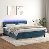 The Living Store Box spring postelja z vzmetnico LED temno modra 160x200cm žamet - Box Spring Postelja, (21489000) Cene