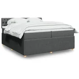 Box spring postelja z vzmetnico temno siva 200x200 cm blago