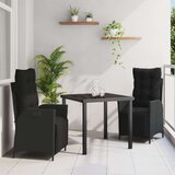 vidaXL 3-dijelni vrtni set za objedovanje crni poli ratan | shoptok.hr
