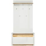 XORA garderobna klop bela, barve hrasta | Shoptok.si