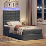 vidaXL Otomanski posteljni okvir z vzmetnico siv 80x200 cm blago Cene