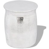 vidaXL Sploščen aluminijast stolček/odstavna mizica srebrna Cene