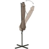  Konzolni suncobran sa stupom i LED svjetlima 300 cm smeđesivi | shoptok.hr