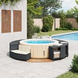 vidaXL Okvir za masažno kad črn poli ratan in trden akacijev les | Shoptok.si