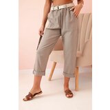 Kesi Włoski Women's linen cotton pants with a belt fango | Shoptok.si